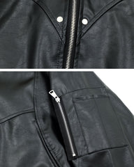 Faux Fur Hooded PU Leather Bomber Jacket