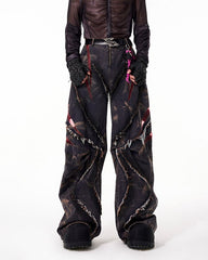 KIIKIO Distressed Ripped Denim Pants – Streetwear with Unique Torn Details