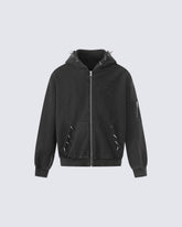 Spike Decor Zip-Up Hooded Sweatshirt