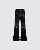 Retro Panel Stacked Cotton Pants