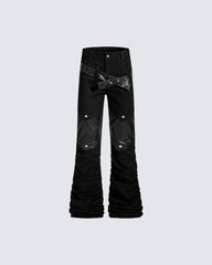 Retro Panel Stacked Cotton Pants