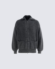 New Simple Solid Color Pocket Knit Sweater