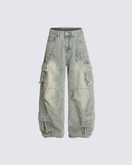HighStreet Vibe Heavy Wash Multi-Pocket Denim Pants