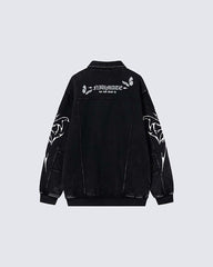 Retro Butterfly Graphic Zip-Up Jacket