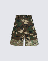 American Style Layered Camouflage Cargo Wide Shorts