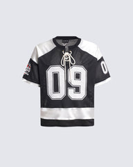 American Retro Trendy Mesh Lace-Up Printed Jersey