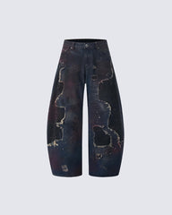 Vintage Distressed Paint Splatter Jeans