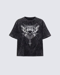 Retro Personality Washed Skull Print T-Shirt