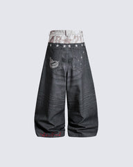 American Vintage Distressed Wide-Leg Denim Pants