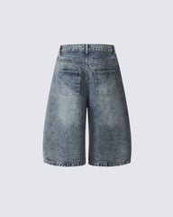 Retro Washed Studded Denim Capri Pants