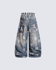 American Vintage Star-Print Wide-Leg Jeans