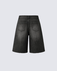 American-Style Distressed Streetwear Design With Cross Print Shorts