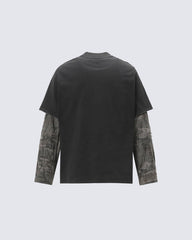 American Street Style Art Print Faux Two-Piece Top