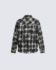Vintage Distressed Plaid Shirt With Frayed Edges