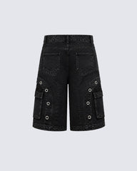 Dark Deconstructed Patchwork Wide-Leg Cropped Jeans