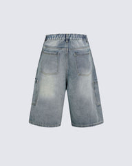 American Retro Wasteland Style Fringed Denim Shorts
