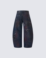 Vintage Distressed Paint Splatter Jeans