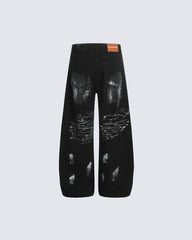 Gothic Streetwear Painted Star Wide Pants
