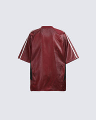 Vintage Faux Leather Soccer Jersey T-shirt