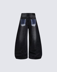 Street-Style Hand-Painted Graffiti Color-Blocked Jeans