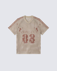 Simple Versatile Number Print Sheer Balloon Top