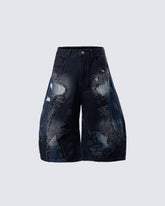 Distressed Wasteland Patchwork Deconstructed Shorts