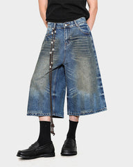 Vintage Washed Pleated Cat’s Whisker Denim Pants