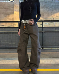 Vintage Washed Cargo Wide-Leg Scimitar Pants