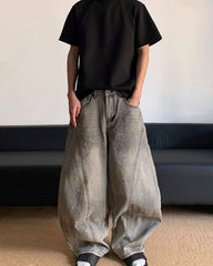 Vintage Paint Splatter Wide-Leg Jeans