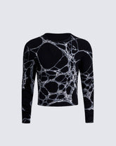 Dark Art Design Spider Web Print Long-Sleeved Top
