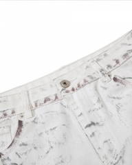 Distressed White Wide Leg Denim Pants