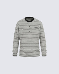 Vintage Contrast Stripe Button Long Sleeve T-Shirt