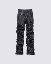 Pleated Pu Jeans