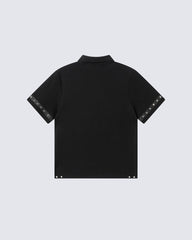 Dark Gothic Studded Cross Cropped Polo Shirt New