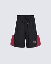 Vintage Colorblock Graphic Track Shorts