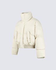 Simple High Neck Short Cotton Jacket