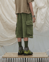 Washed Cargo Denim 8/10 Pants w/ Detachable Bandana