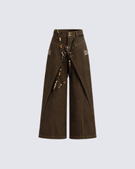 Deconstructed Double-Layer Panel Pants