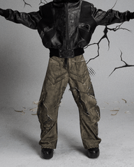 Tactical Textured Wide-Leg Cargo Pants