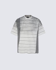 Retro Classic Striped Distressed Short-Sleeved T-Shirt
