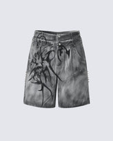 Vintage American Wash Spiked Denim Shorts