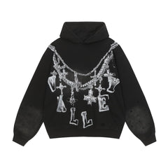 Vale Forever Chain Cross Back Graphic Hoodie