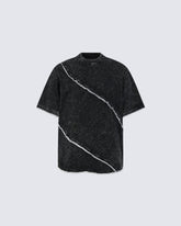 New Dark Grunge Washed Raw Edge Panel Tee