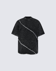 New Dark Grunge Washed Raw Edge Panel Tee