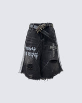 New Dark Gothic Distressed Denim Shorts