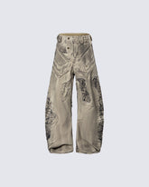 New Distressed Washed Wide Leg Jeans