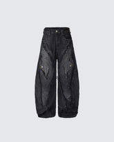 Heavy Deconstructed Washed Jeans