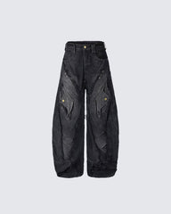 Heavy Deconstructed Washed Jeans
