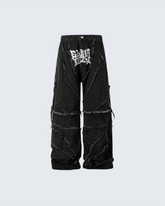 Gothic Spiral Distressed Convertible Jeans