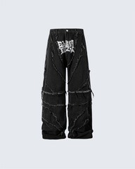 Gothic Spiral Distressed Convertible Jeans
